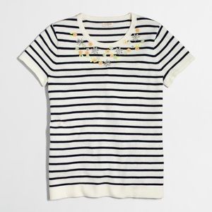 J. Crew Embellished short-sleeve striped sweater
